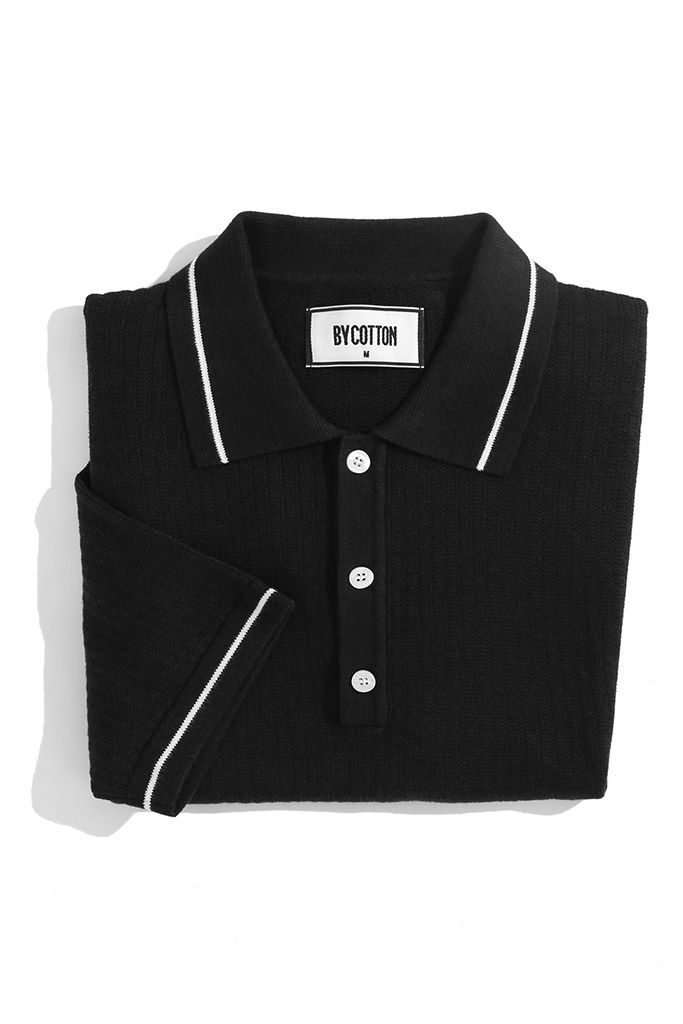 BLACK KNIT POLO