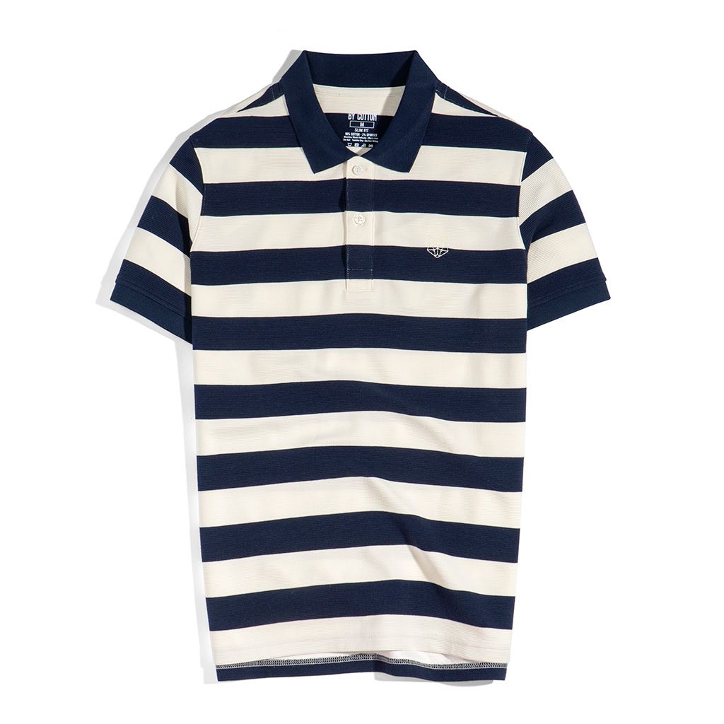 NAVY STRIPES FOX POLO