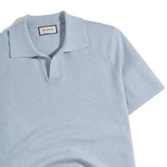 Áo Thun Polo Dệt Kim Sợi Plain Màu Xanh Pastel