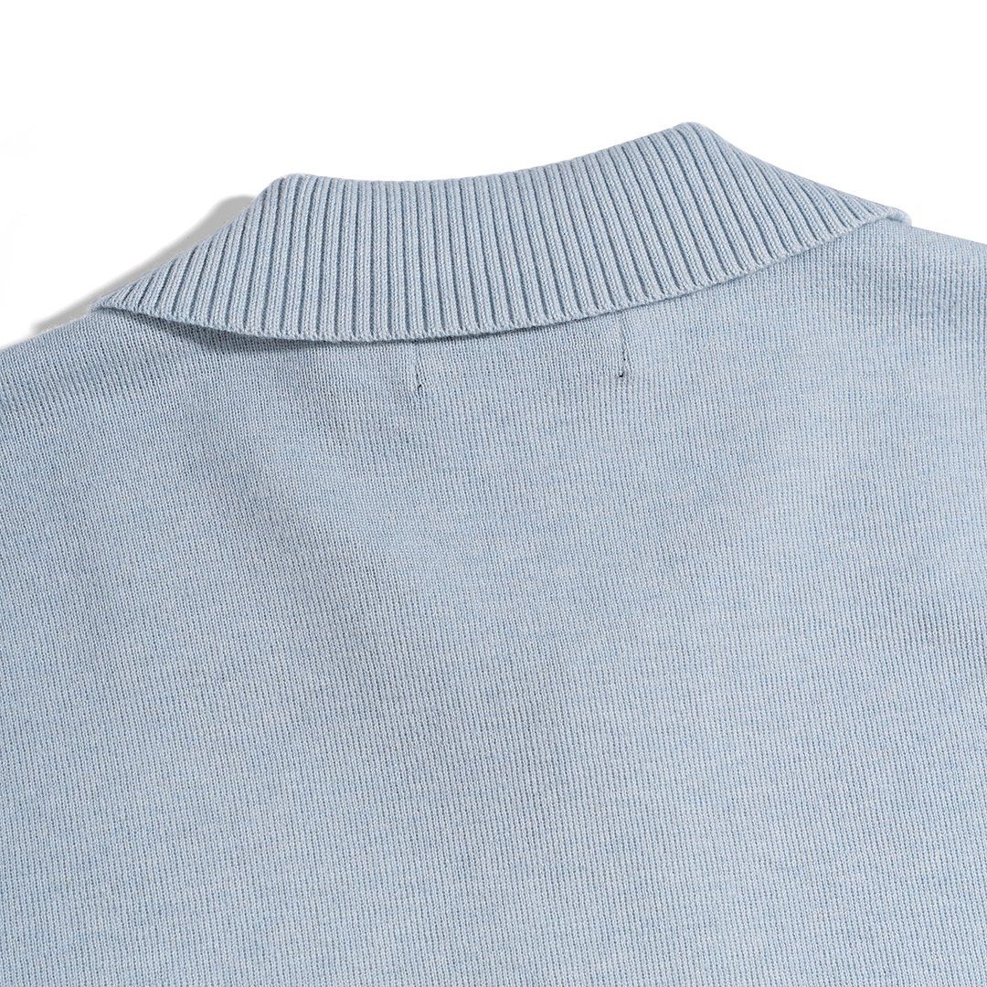 Áo Thun Polo Dệt Kim Sợi Plain Màu Xanh Pastel