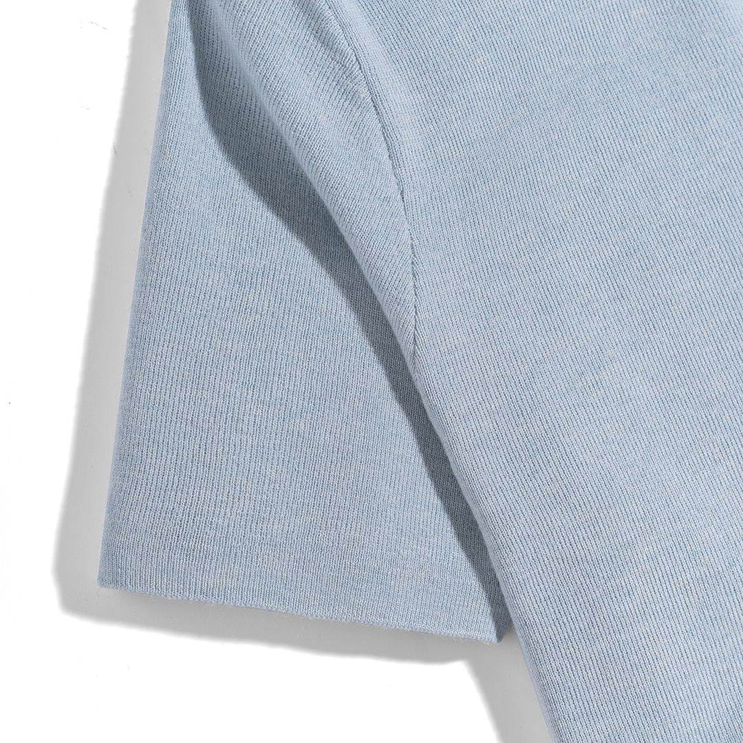 Áo Thun Polo Dệt Kim Sợi Plain Màu Xanh Pastel