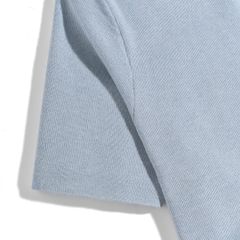 Áo Thun Polo Dệt Kim Sợi Plain Màu Xanh Pastel