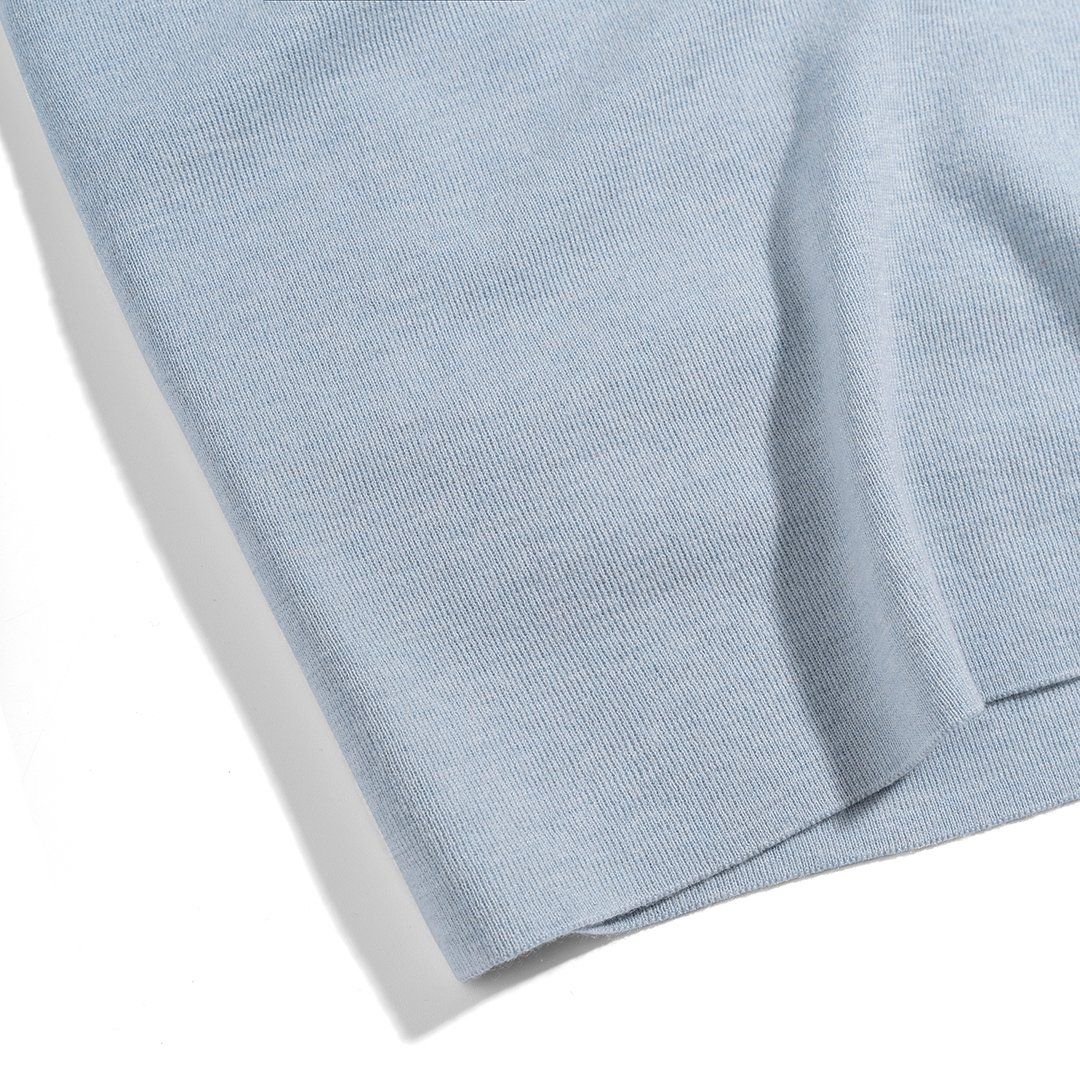 Áo Thun Polo Dệt Kim Sợi Plain Màu Xanh Pastel
