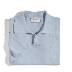Áo Thun Polo Dệt Kim Sợi Plain Màu Xanh Pastel