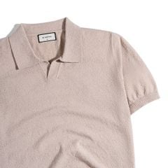 Áo Thun Polo Dệt Kim Textured Trơn Màu Hồng Pastel