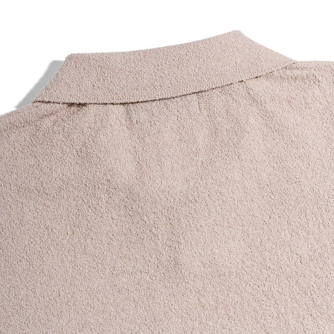 Áo Thun Polo Dệt Kim Textured Trơn Màu Hồng Pastel