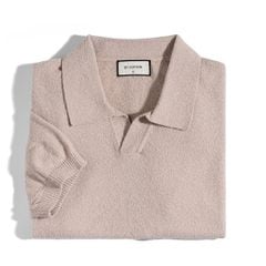 Áo Thun Polo Dệt Kim Textured Trơn Màu Hồng Pastel