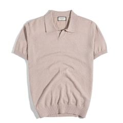 Áo Thun Polo Dệt Kim Textured Trơn Màu Hồng Pastel