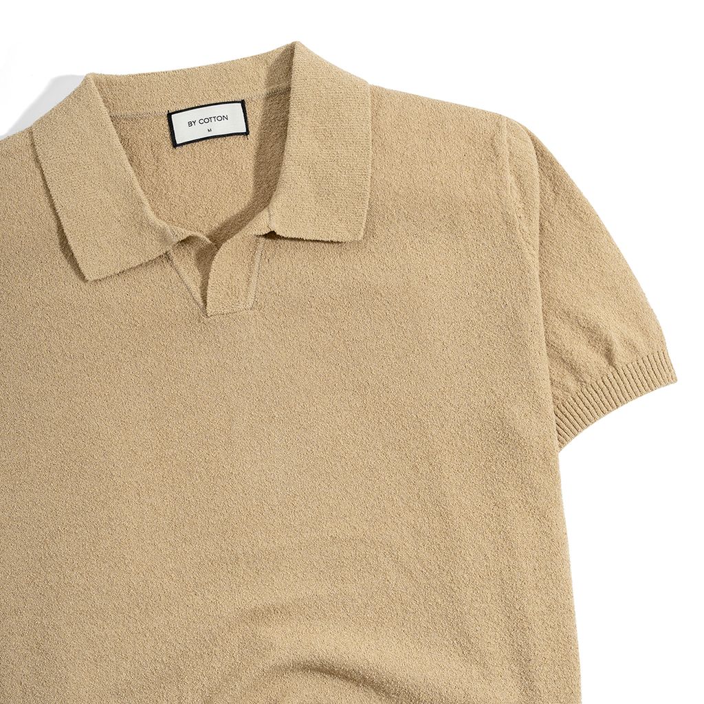 Áo Thun Polo Dệt Kim Textured Trơn Màu Nâu