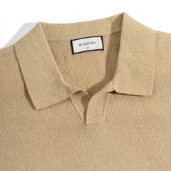 Áo Thun Polo Dệt Kim Textured Trơn Màu Nâu