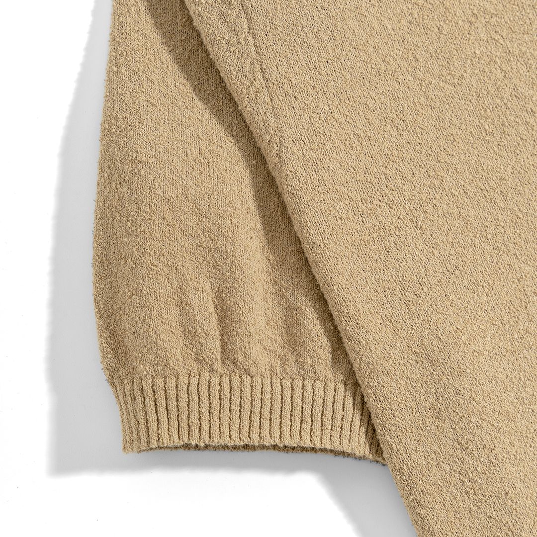 Áo Thun Polo Dệt Kim Textured Trơn Màu Nâu