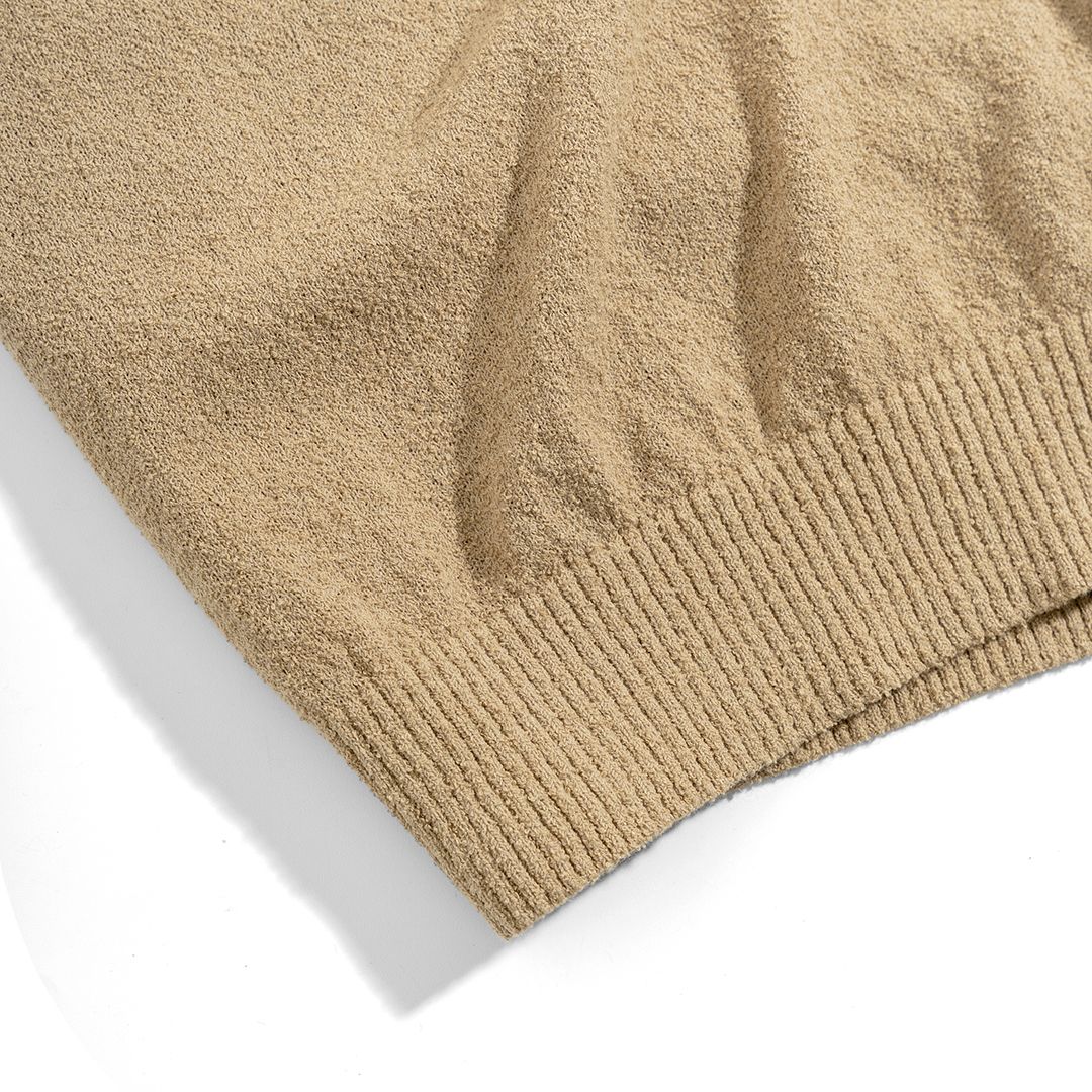 Áo Thun Polo Dệt Kim Textured Trơn Màu Nâu