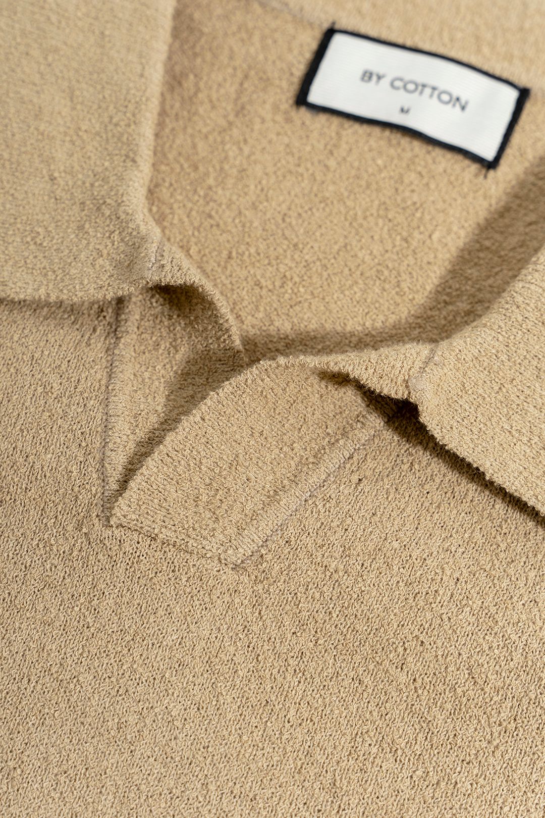 Áo Thun Polo Dệt Kim Textured Trơn Màu Nâu