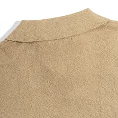 Áo Thun Polo Dệt Kim Textured Trơn Màu Nâu