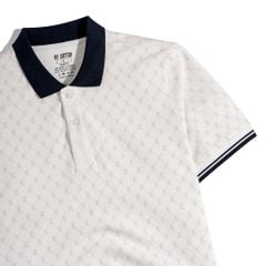 Áo Thun Polo Pique Trắng In Tràn Monogram BC