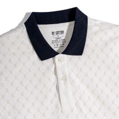 Áo Thun Polo Pique Trắng In Tràn Monogram BC