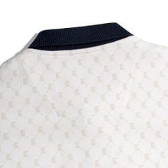 Áo Thun Polo Pique Trắng In Tràn Monogram BC