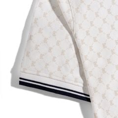 Áo Thun Polo Pique Trắng In Tràn Monogram BC