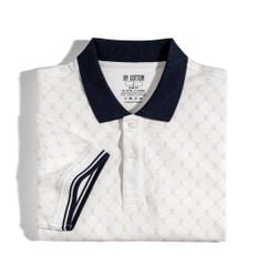 Áo Thun Polo Pique Trắng In Tràn Monogram BC