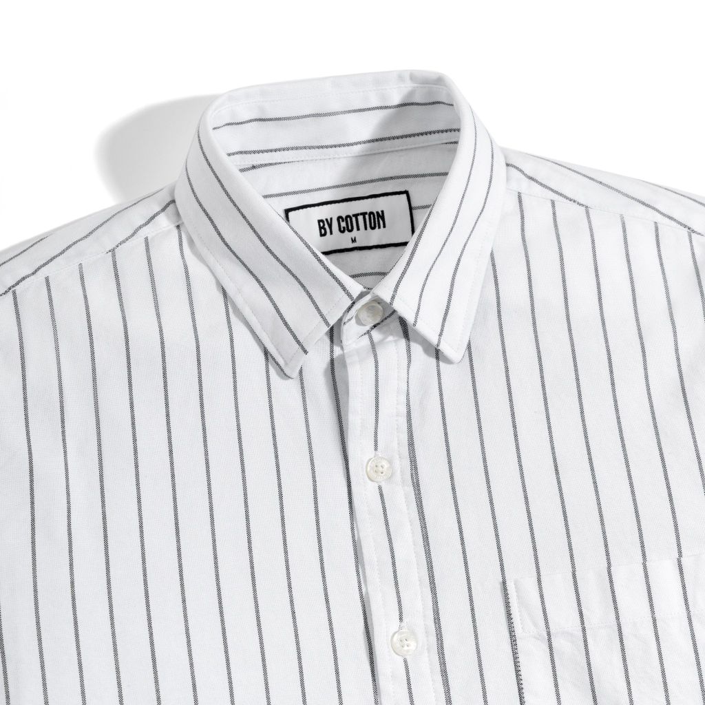 Áo Sơ Mi Oxford Trắng Sọc Đen 1124