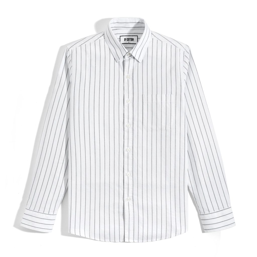 Áo Sơ Mi Oxford Trắng Sọc Đen 1124