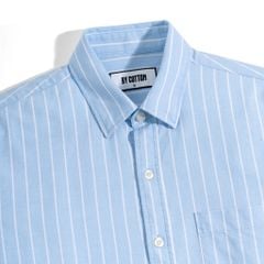 Áo Sơ Mi Oxford Xanh Sọc Trắng 1124