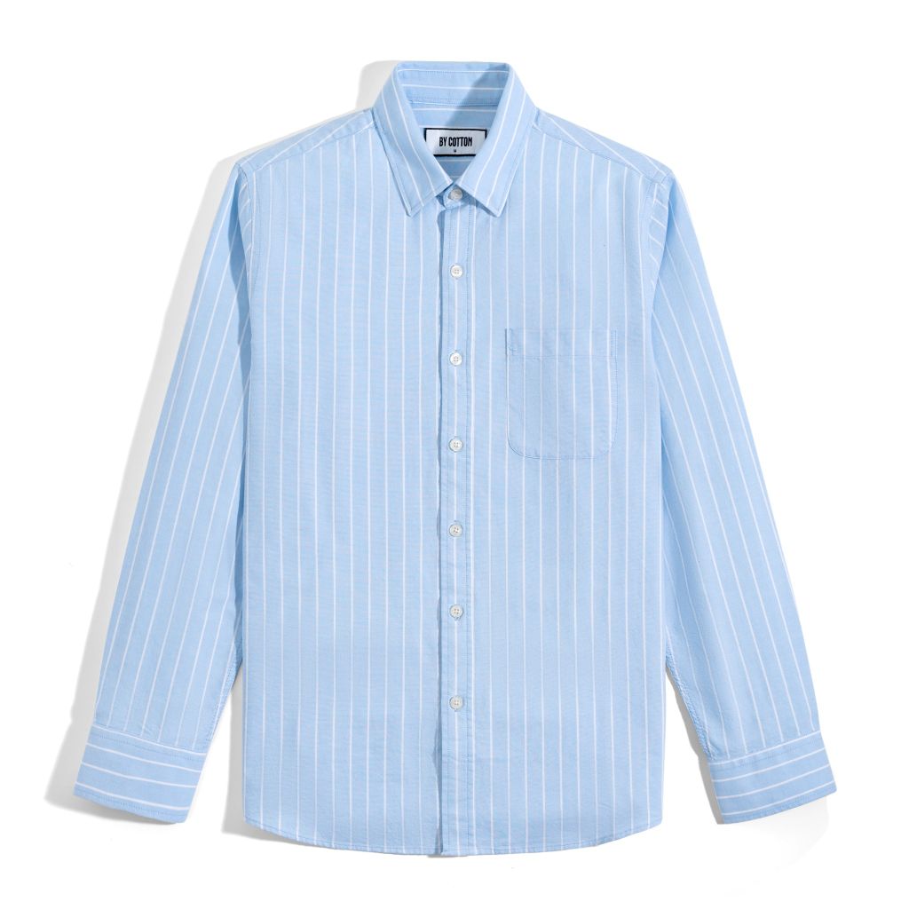 Áo Sơ Mi Oxford Xanh Sọc Trắng 1124