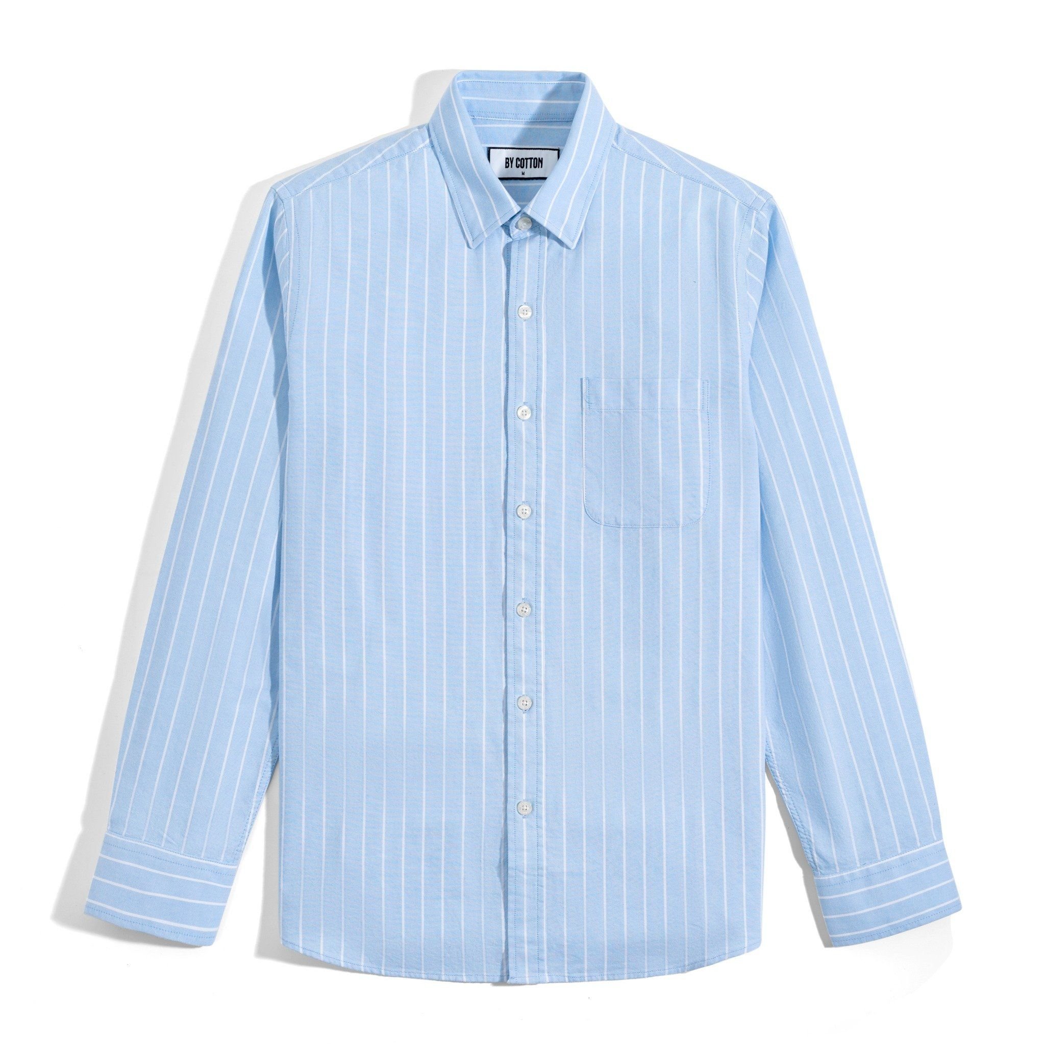Áo Sơ Mi Oxford Xanh Sọc Trắng 1124