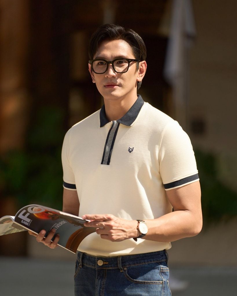 Áo Thun Polo Gân Kem Thêu Fox Phối Bo