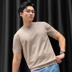 Áo Thun Cổ Tròn Dệt Kim - Nâu