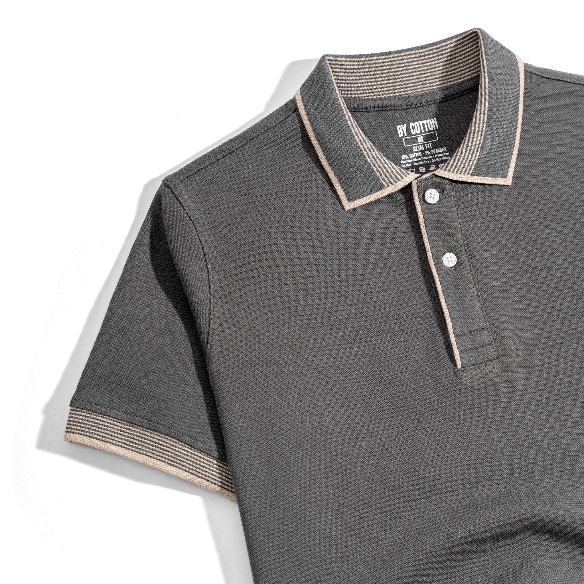 Áo Thun Polo 2Layer Xám - Viền Bo