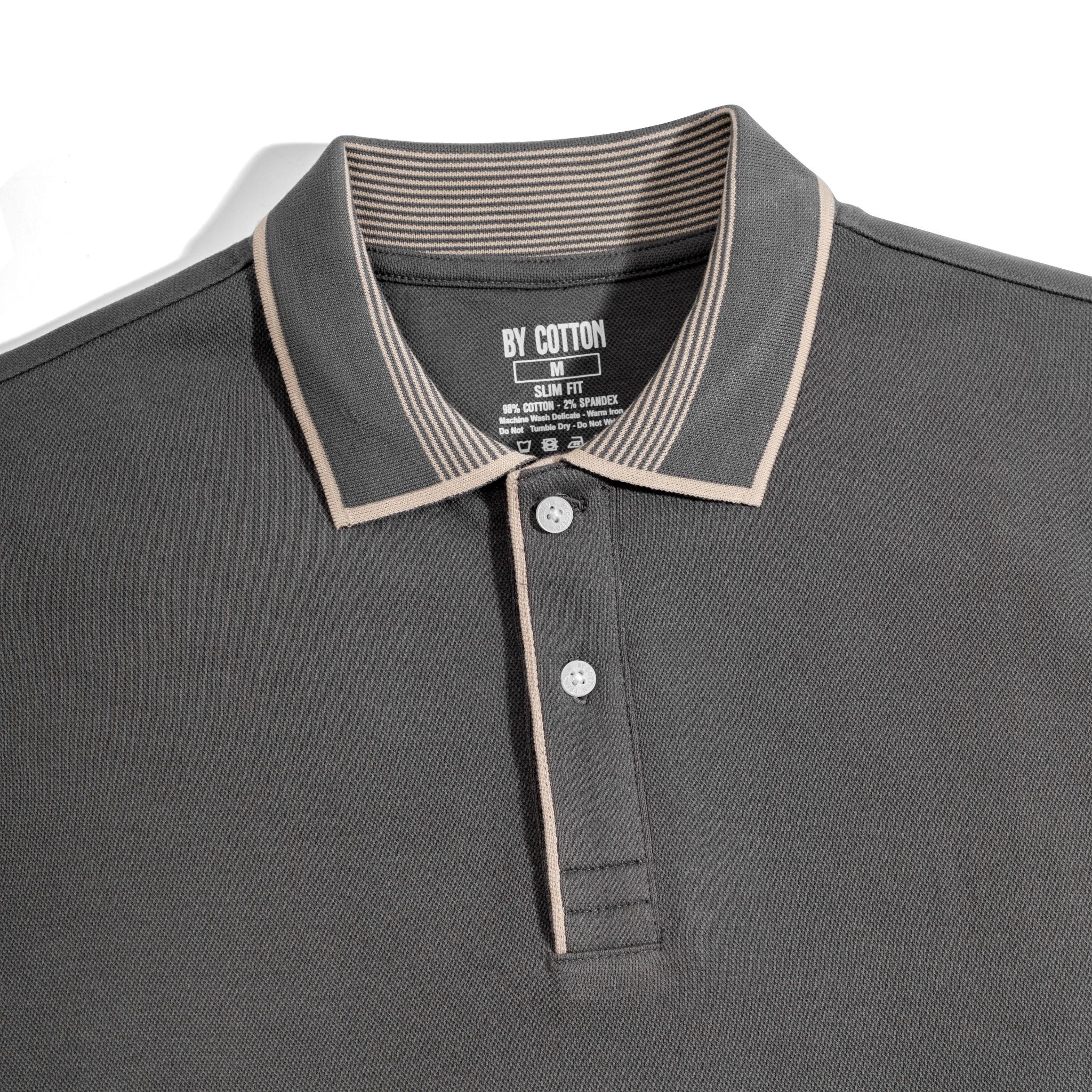 Áo Thun Polo 2Layer Xám - Viền Bo