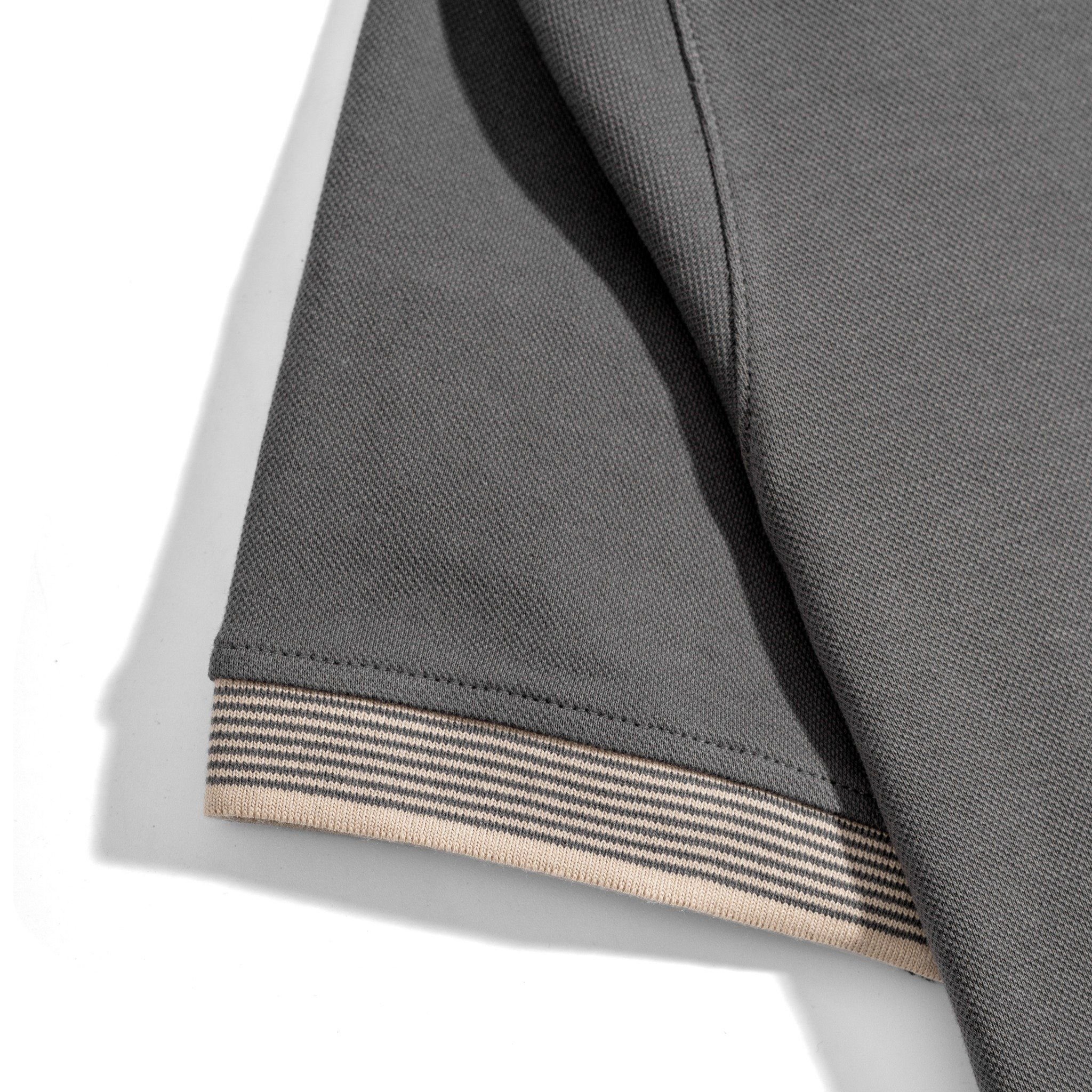 Áo Thun Polo 2Layer Xám - Viền Bo