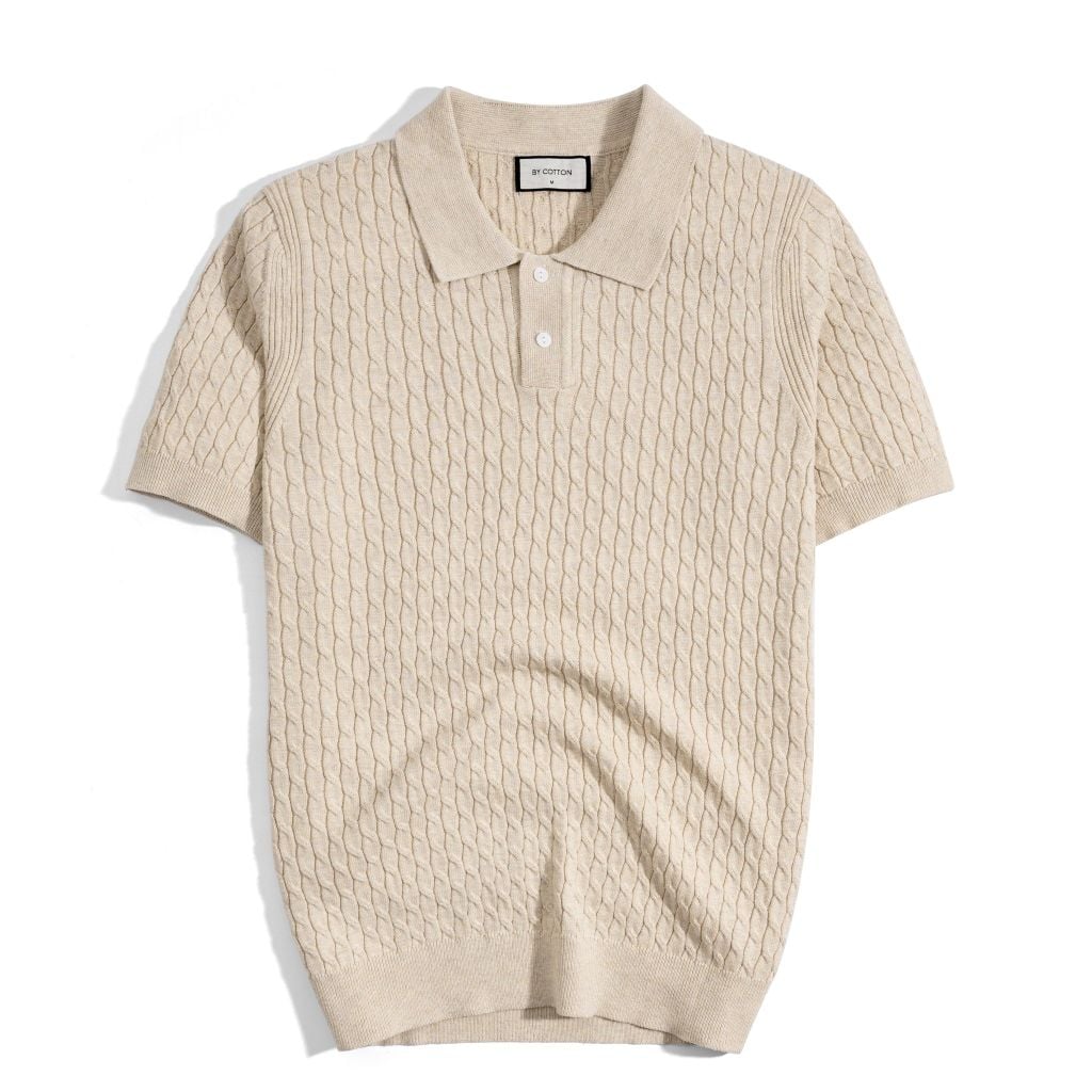 Áo Thun Polo Dệt Kim Twist - Be
