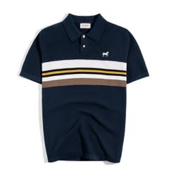 Áo Thun Polo Dệt Kim X.Đen Sọc Ngực Thêu Ngựa SS2