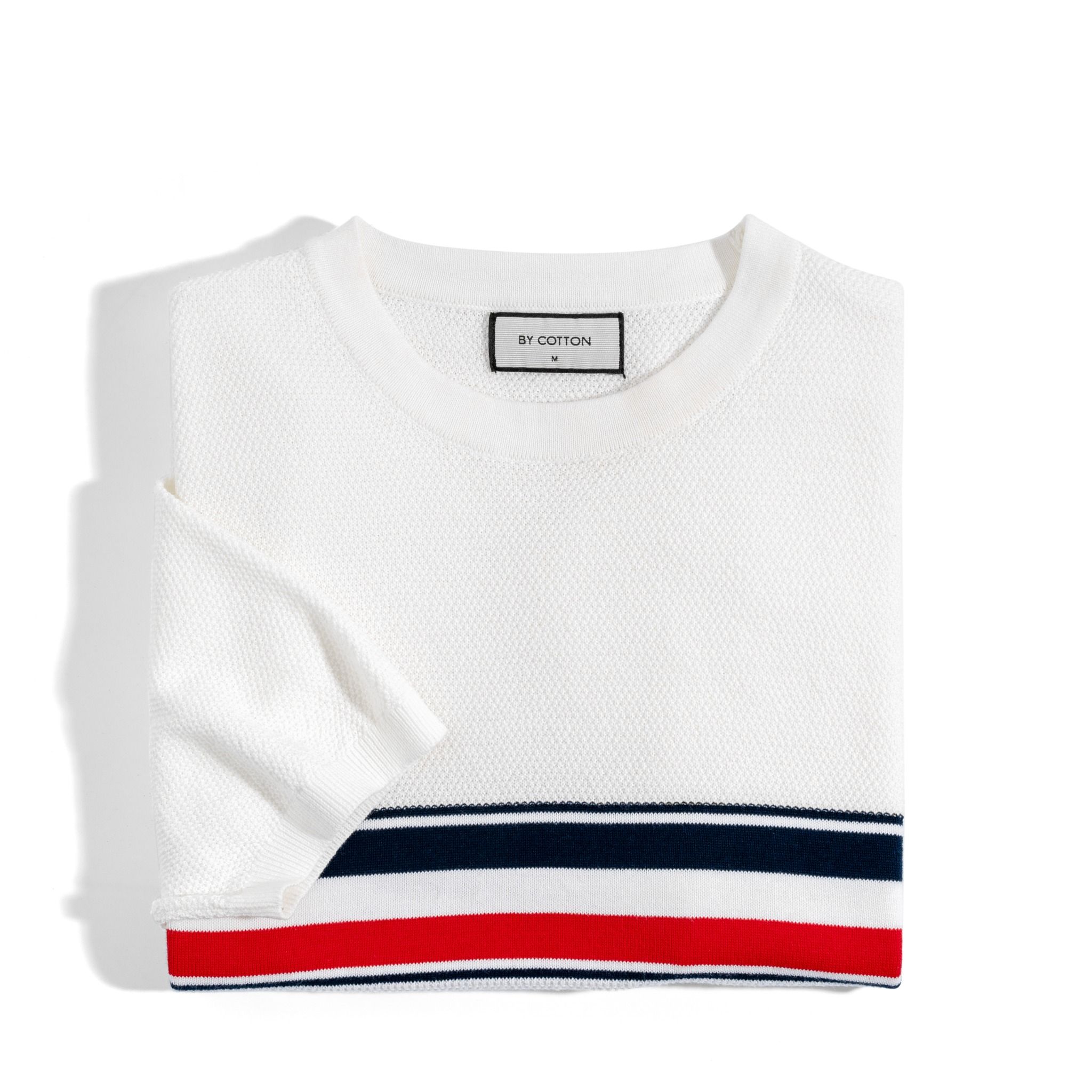 Áo Thun Cổ Tròn Dệt Kim Phối Sọc Ngực 3 Màu