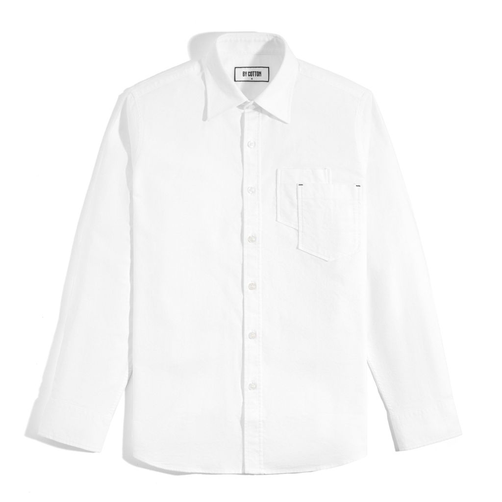 Áo Sơ Mi Nam Oxford Trắng Phối Túi 0125