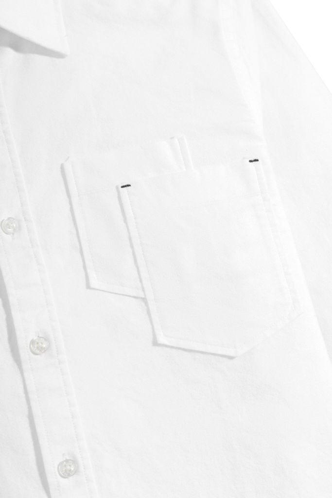Áo Sơ Mi Nam Oxford Trắng Phối Túi 0125