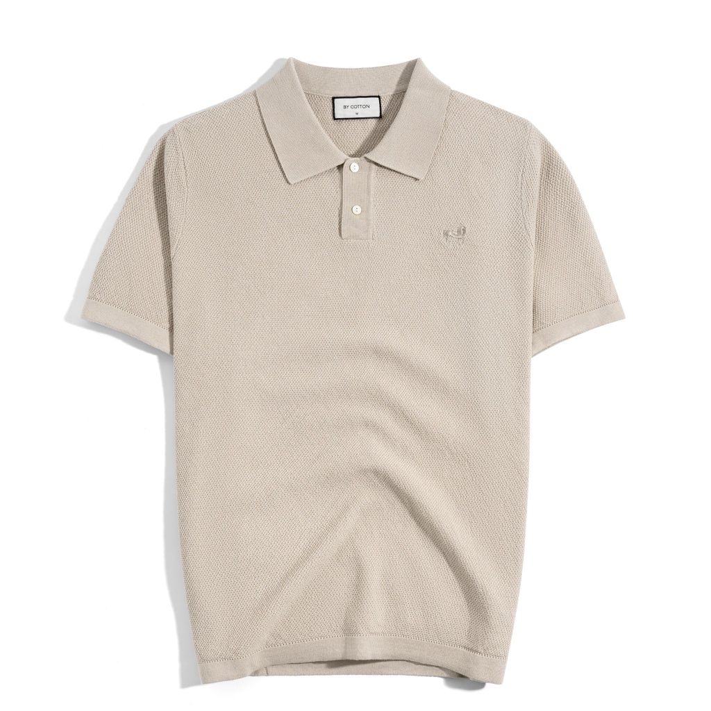 Áo Polo Dệt Kim Cao Cấp Be SS2