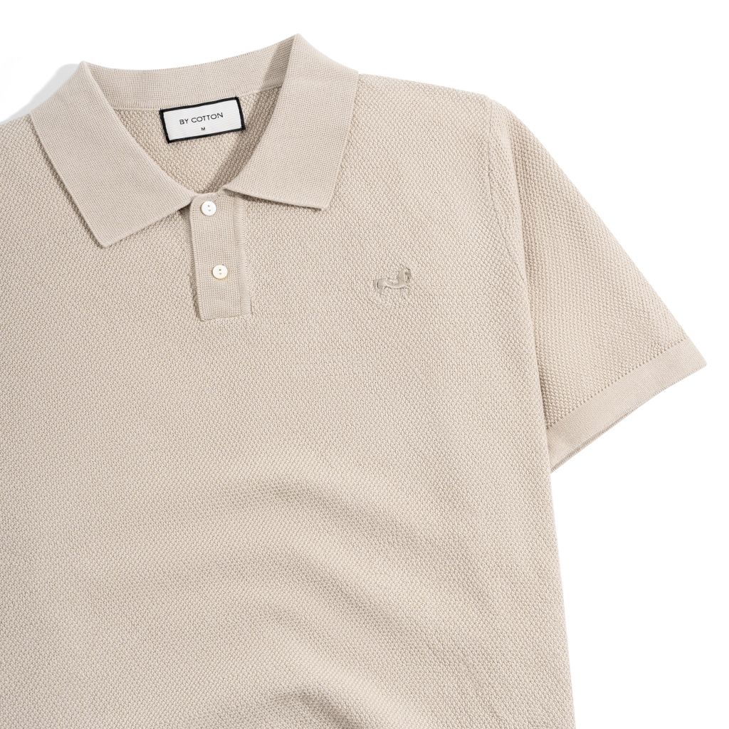 Áo Polo Dệt Kim Cao Cấp Be SS2