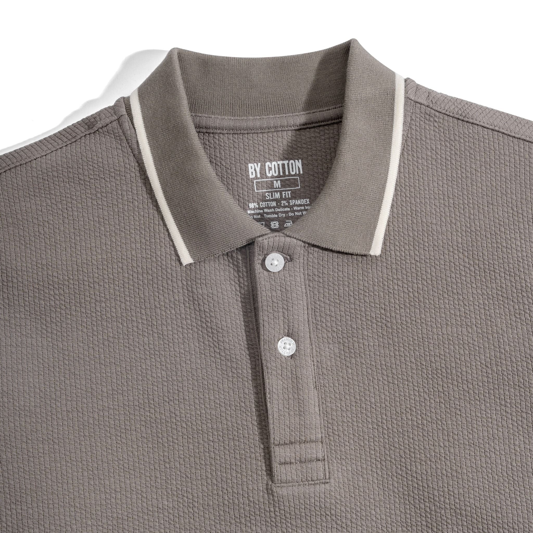 Áo Thun Polo Nam By Cotton Gân Nâu