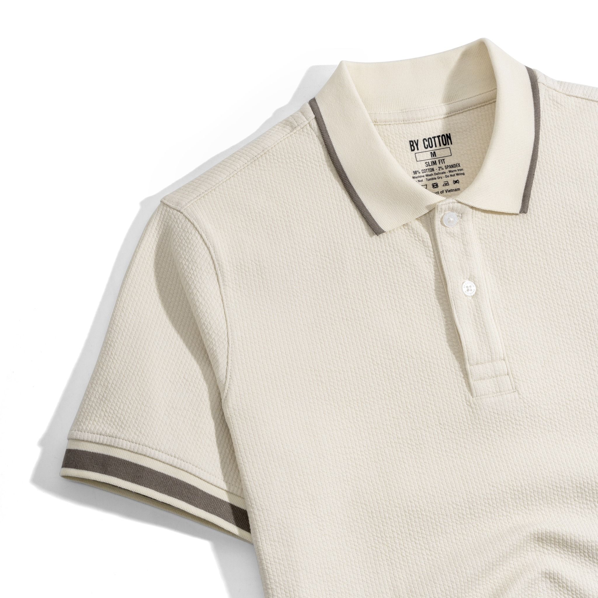 Áo Thun Polo Nam By Cotton Gân Kem