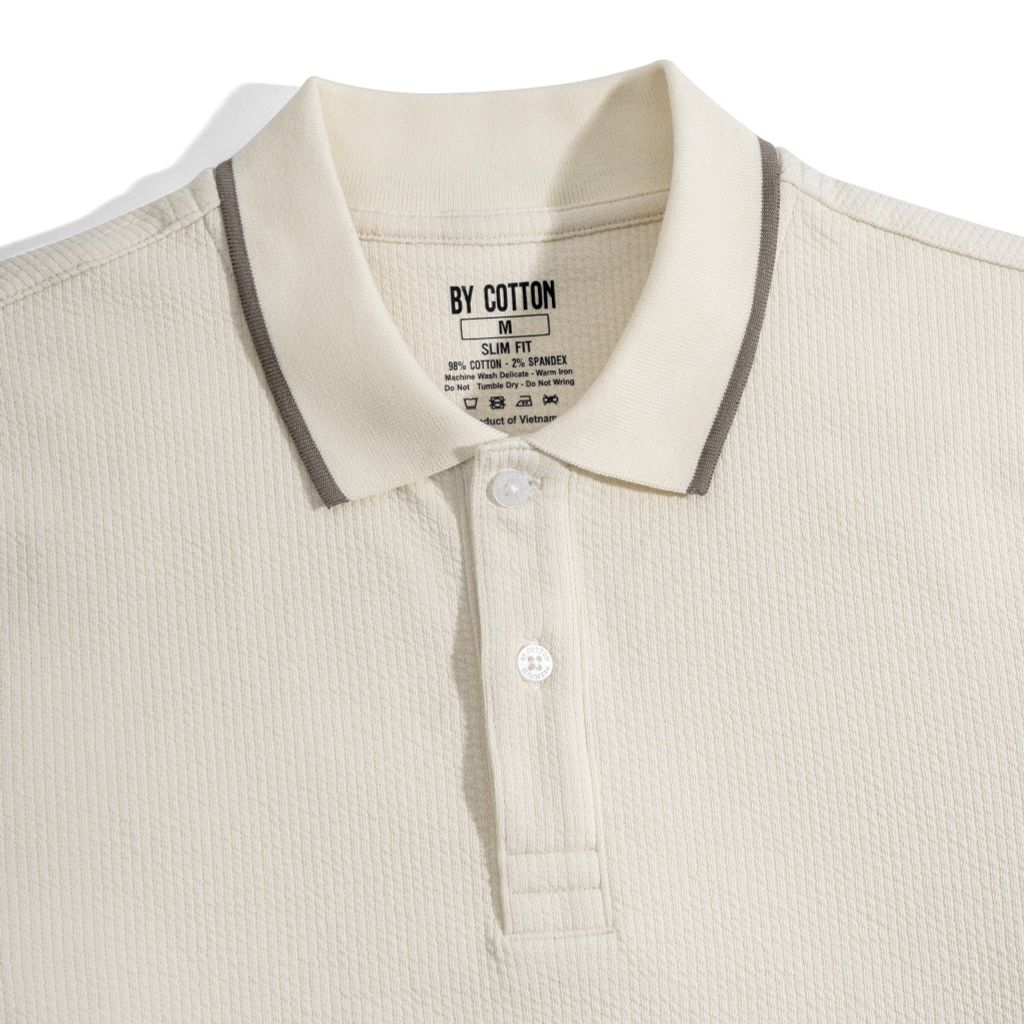 Áo Thun Polo Nam By Cotton Gân Kem
