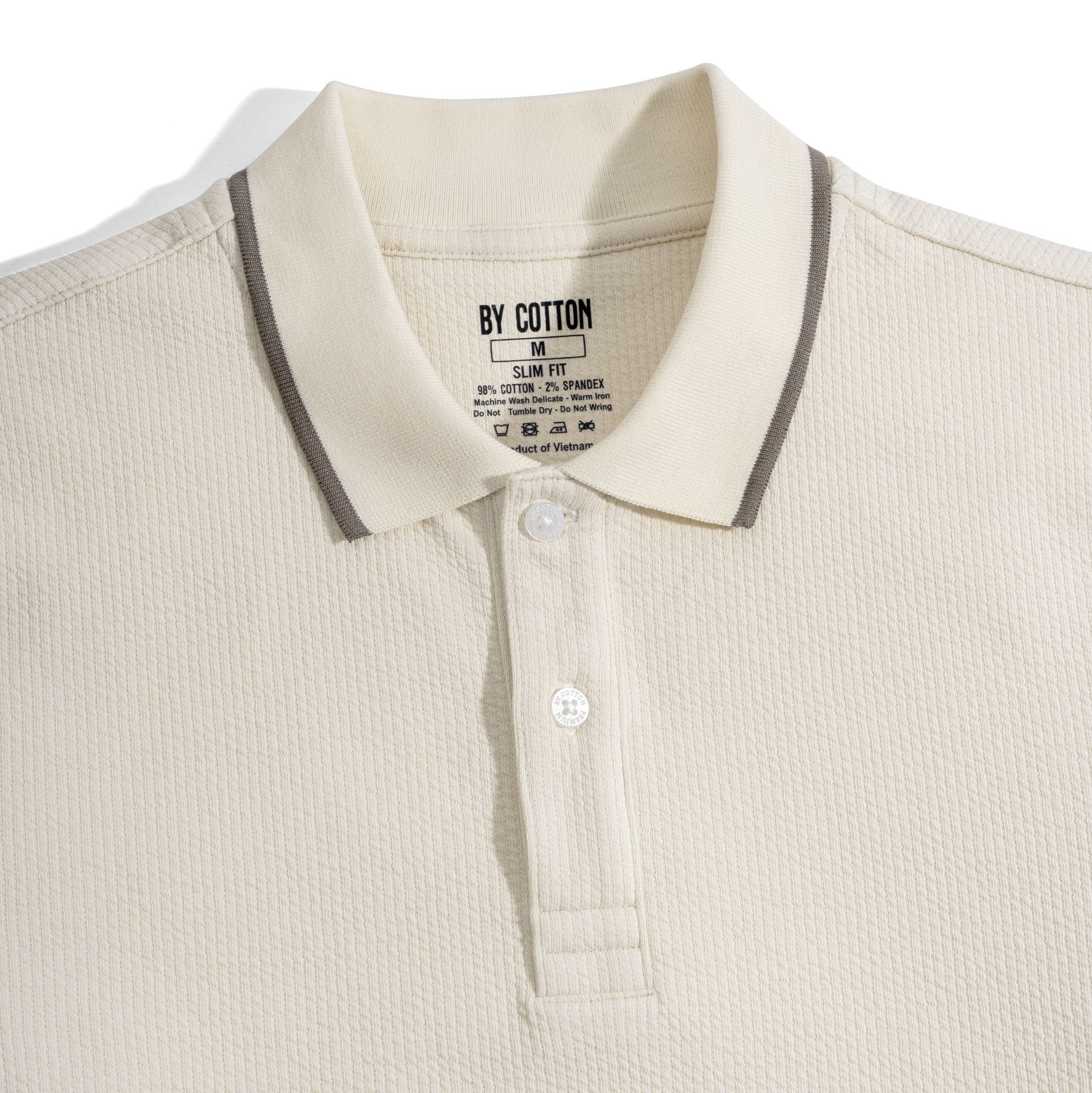 Áo Thun Polo Nam By Cotton Gân Kem