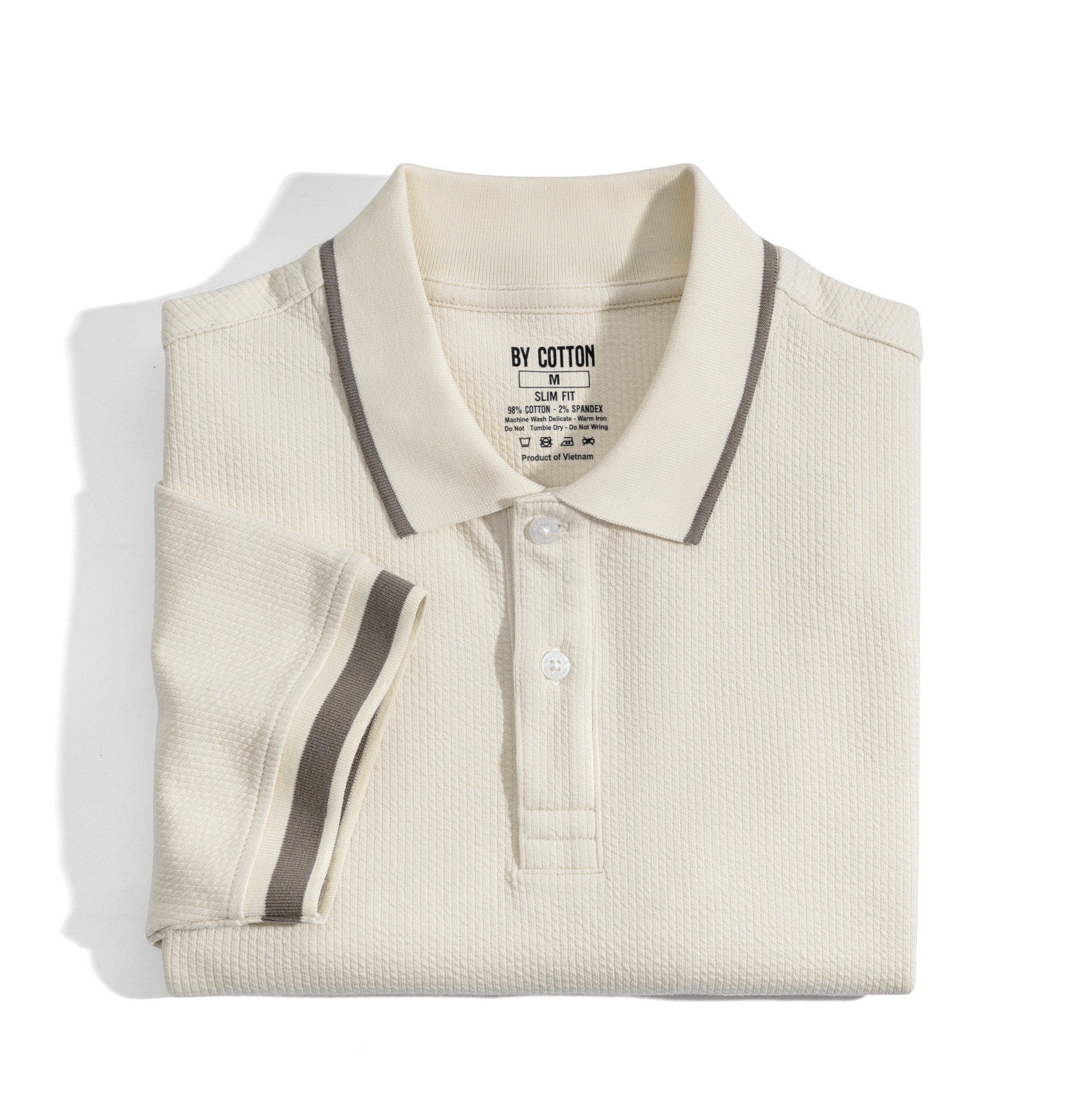Áo Thun Polo Nam By Cotton Gân Kem