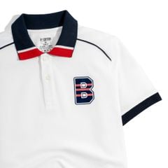 Áo Thun Polo Cool Pique Trắng Bo Cổ Xanh In B