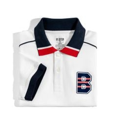 Áo Thun Polo Cool Pique Trắng Bo Cổ Xanh In B