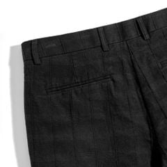 Quần Short Linen Sọc - Đen