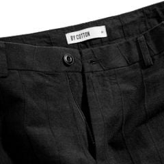 Quần Short Linen Sọc - Đen