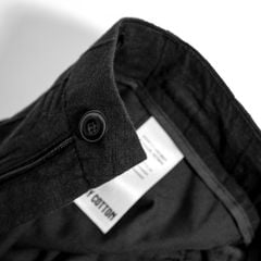 Quần Short Linen Sọc - Đen